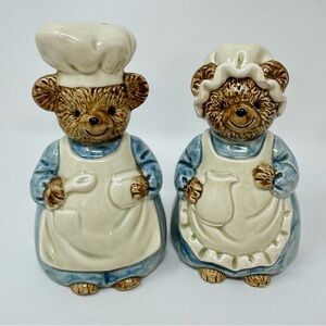 Vintage Otagiri Mr. and Mrs. Chef Bears Salt and Pepper Shaker Set